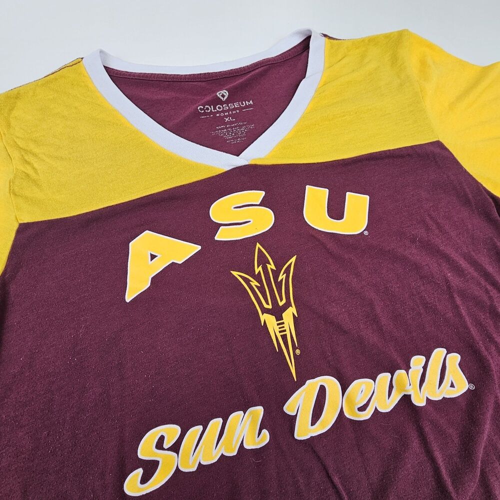 Arizona State Sun Devils Womens XL T Shirt ASU Football Maroon Gold Collegiate